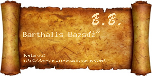 Barthalis Bazsó névjegykártya